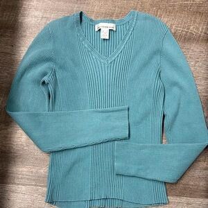 Jones New York Turquoise V-Neck Sweater